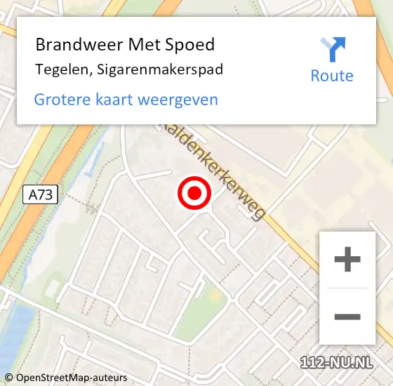 Locatie op kaart van de 112 melding: Brandweer Met Spoed Naar Tegelen, Sigarenmakerspad op 22 januari 2023 13:25