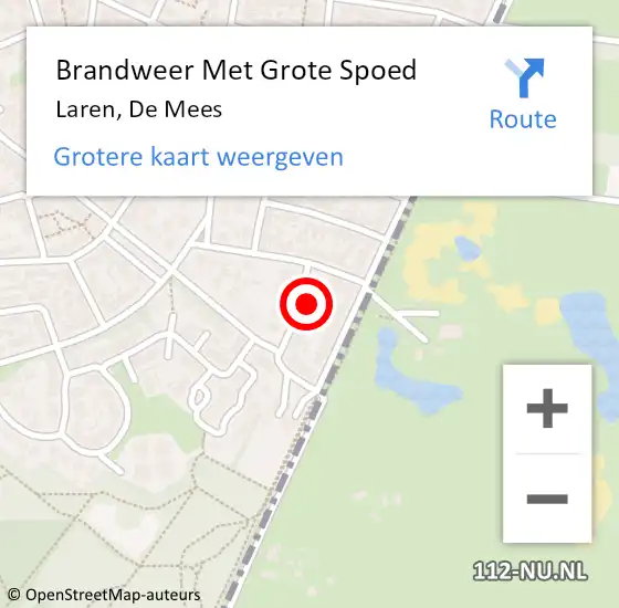 Locatie op kaart van de 112 melding: Brandweer Met Grote Spoed Naar Laren, De Mees op 22 januari 2023 13:29