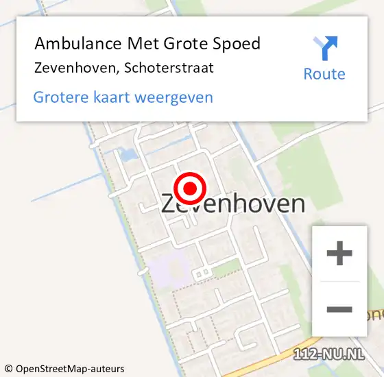 Locatie op kaart van de 112 melding: Ambulance Met Grote Spoed Naar Zevenhoven, Schoterstraat op 22 januari 2023 13:31