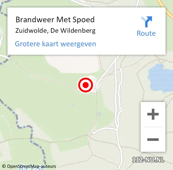 Locatie op kaart van de 112 melding: Brandweer Met Spoed Naar Zuidwolde, De Wildenberg op 22 januari 2023 13:49