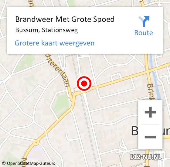 Locatie op kaart van de 112 melding: Brandweer Met Grote Spoed Naar Bussum, Stationsweg op 22 januari 2023 13:54