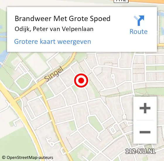 Locatie op kaart van de 112 melding: Brandweer Met Grote Spoed Naar Odijk, Peter van Velpenlaan op 22 januari 2023 13:55