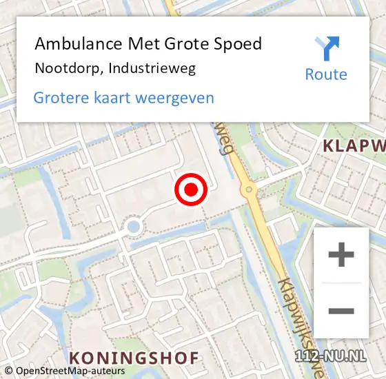 Locatie op kaart van de 112 melding: Ambulance Met Grote Spoed Naar Nootdorp, Industrieweg op 22 januari 2023 13:58