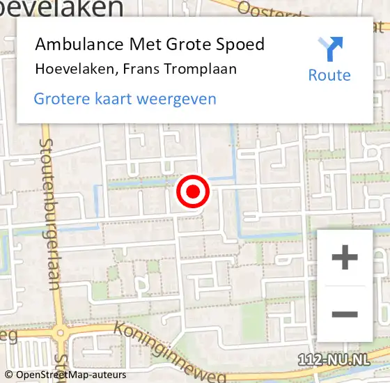 Locatie op kaart van de 112 melding: Ambulance Met Grote Spoed Naar Hoevelaken, Frans Tromplaan op 22 januari 2023 13:59