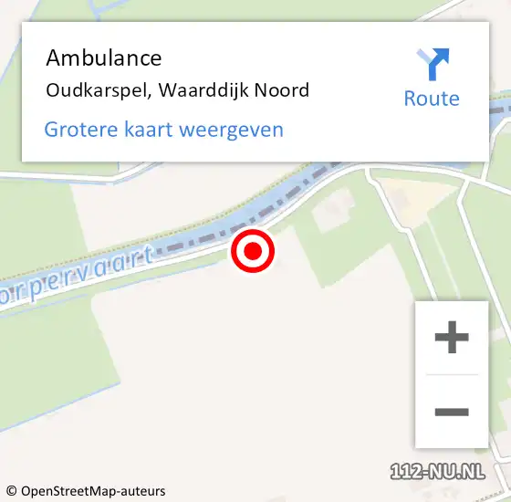 Locatie op kaart van de 112 melding: Ambulance Oudkarspel, Waarddijk Noord op 22 januari 2023 14:05