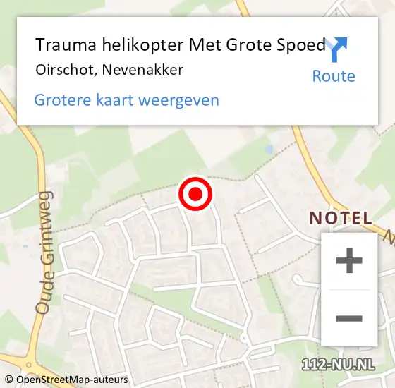 Locatie op kaart van de 112 melding: Trauma helikopter Met Grote Spoed Naar Oirschot, Nevenakker op 22 januari 2023 14:13