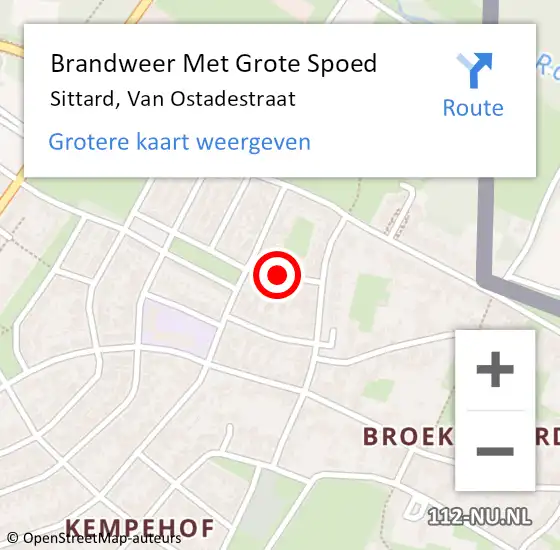 Locatie op kaart van de 112 melding: Brandweer Met Grote Spoed Naar Sittard, Van Ostadestraat op 22 januari 2023 14:20