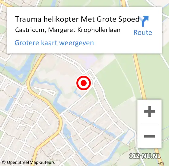 Locatie op kaart van de 112 melding: Trauma helikopter Met Grote Spoed Naar Castricum, Margaret Krophollerlaan op 22 januari 2023 14:22