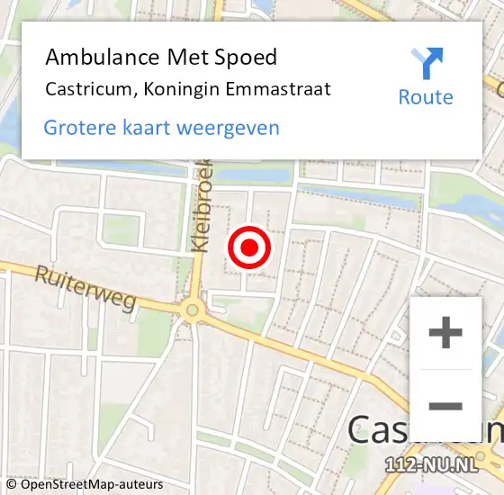 Locatie op kaart van de 112 melding: Ambulance Met Spoed Naar Castricum, Koningin Emmastraat op 22 januari 2023 15:13