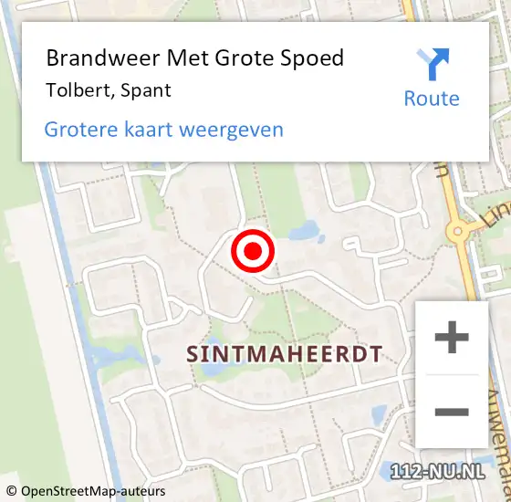 Locatie op kaart van de 112 melding: Brandweer Met Grote Spoed Naar Tolbert, Spant op 22 januari 2023 15:32