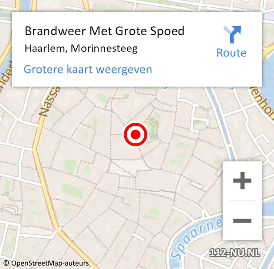 Locatie op kaart van de 112 melding: Brandweer Met Grote Spoed Naar Haarlem, Morinnesteeg op 22 januari 2023 15:41