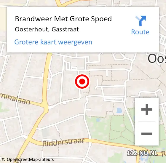 Locatie op kaart van de 112 melding: Brandweer Met Grote Spoed Naar Oosterhout, Gasstraat op 22 januari 2023 15:47