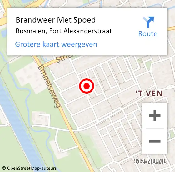 Locatie op kaart van de 112 melding: Brandweer Met Spoed Naar Rosmalen, Fort Alexanderstraat op 22 januari 2023 15:49