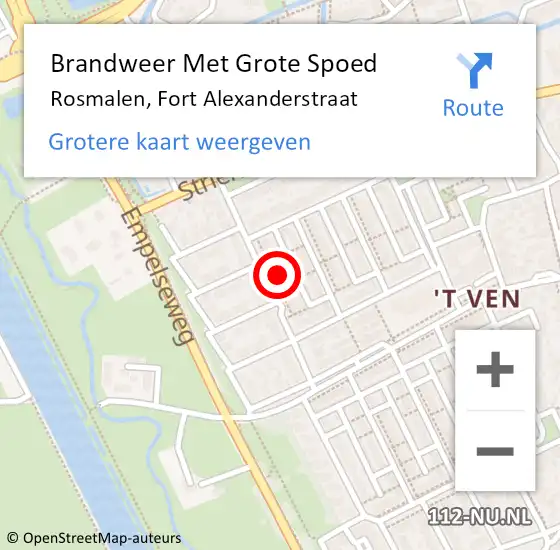 Locatie op kaart van de 112 melding: Brandweer Met Grote Spoed Naar Rosmalen, Fort Alexanderstraat op 22 januari 2023 16:26