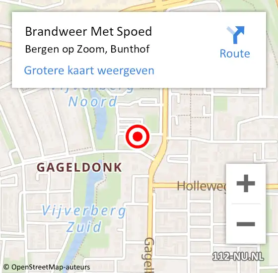 Locatie op kaart van de 112 melding: Brandweer Met Spoed Naar Bergen op Zoom, Bunthof op 22 januari 2023 16:34