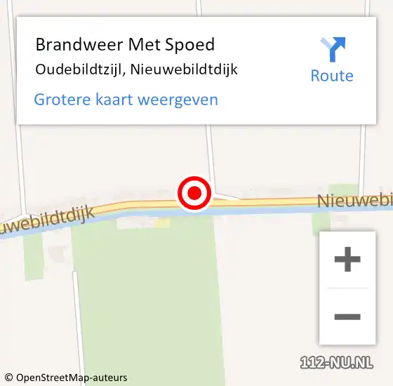 Locatie op kaart van de 112 melding: Brandweer Met Spoed Naar Oudebildtzijl, Nieuwebildtdijk op 22 januari 2023 17:05