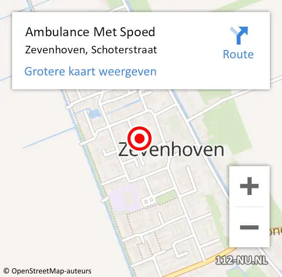 Locatie op kaart van de 112 melding: Ambulance Met Spoed Naar Zevenhoven, Schoterstraat op 22 januari 2023 17:06