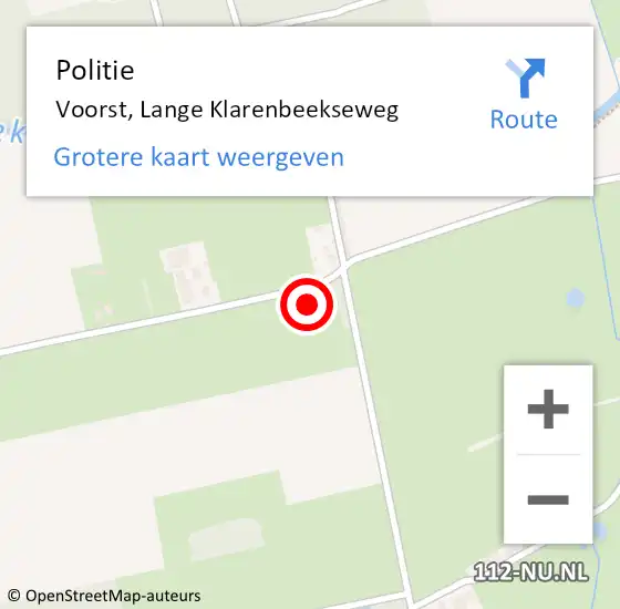 Locatie op kaart van de 112 melding: Politie Voorst, Lange Klarenbeekseweg op 22 januari 2023 17:21