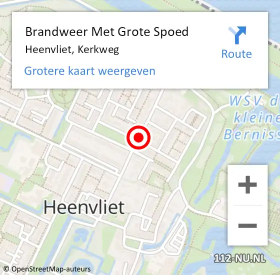 Locatie op kaart van de 112 melding: Brandweer Met Grote Spoed Naar Heenvliet, Kerkweg op 22 januari 2023 17:23