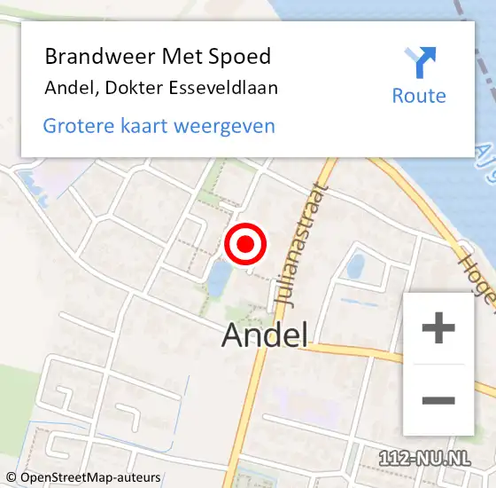 Locatie op kaart van de 112 melding: Brandweer Met Spoed Naar Andel, Dokter Esseveldlaan op 22 januari 2023 17:31