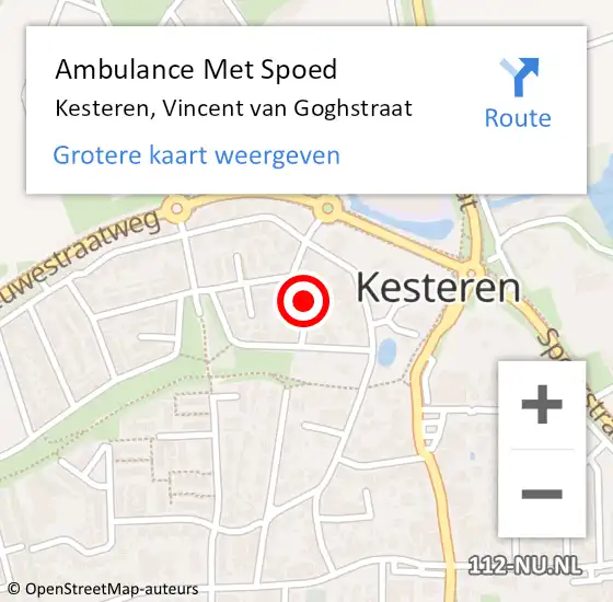 Locatie op kaart van de 112 melding: Ambulance Met Spoed Naar Kesteren, Vincent van Goghstraat op 22 januari 2023 17:34