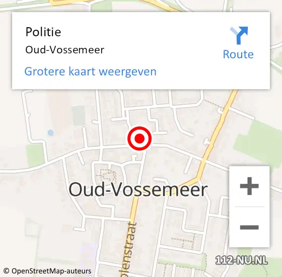 Locatie op kaart van de 112 melding: Politie Oud-Vossemeer op 22 januari 2023 17:53