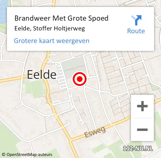 Locatie op kaart van de 112 melding: Brandweer Met Grote Spoed Naar Eelde, Stoffer Holtjerweg op 22 januari 2023 18:00