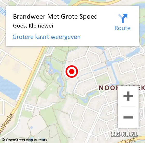 Locatie op kaart van de 112 melding: Brandweer Met Grote Spoed Naar Goes, Kleinewei op 22 januari 2023 18:09