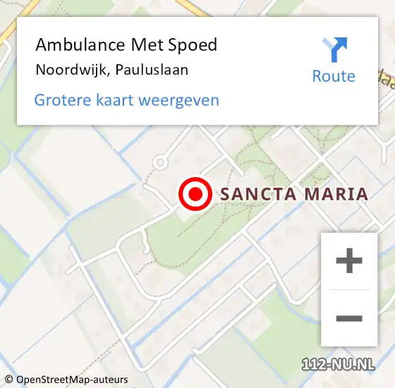 Locatie op kaart van de 112 melding: Ambulance Met Spoed Naar Noordwijk, Pauluslaan op 22 januari 2023 18:13