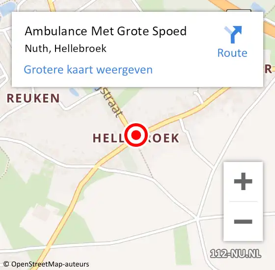 Locatie op kaart van de 112 melding: Ambulance Met Grote Spoed Naar Nuth, Hellebroek op 13 augustus 2014 06:20
