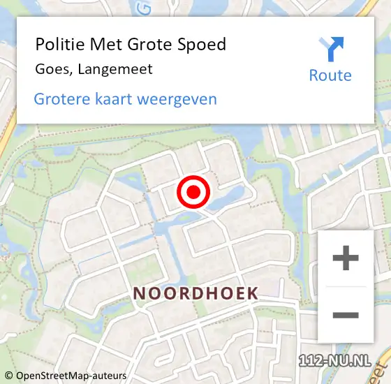 Locatie op kaart van de 112 melding: Politie Met Grote Spoed Naar Goes, Langemeet op 22 januari 2023 18:16