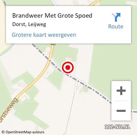 Locatie op kaart van de 112 melding: Brandweer Met Grote Spoed Naar Dorst, Leijweg op 22 januari 2023 18:37