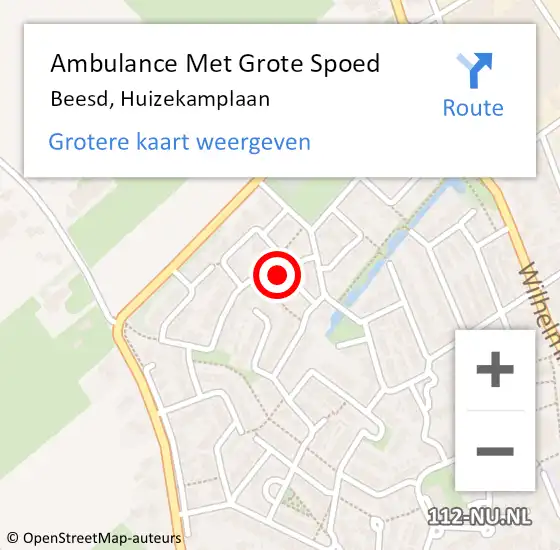 Locatie op kaart van de 112 melding: Ambulance Met Grote Spoed Naar Beesd, Huizekamplaan op 22 januari 2023 18:42