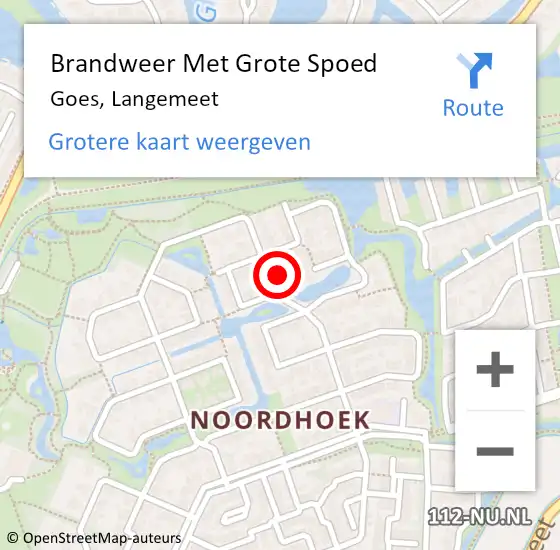 Locatie op kaart van de 112 melding: Brandweer Met Grote Spoed Naar Goes, Langemeet op 22 januari 2023 18:51