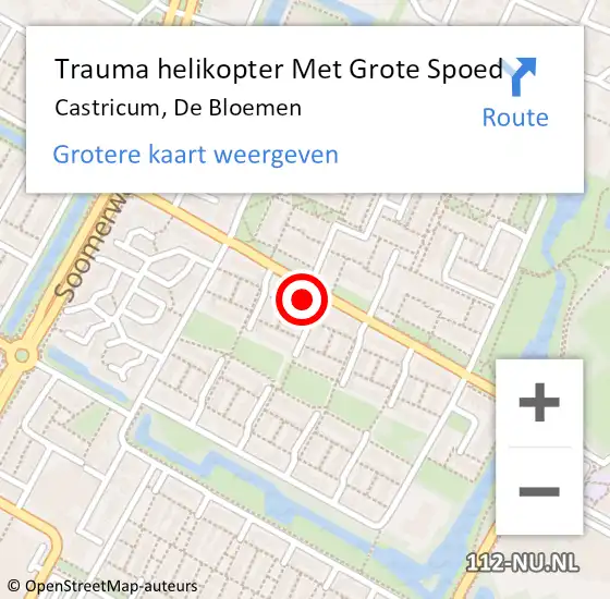 Locatie op kaart van de 112 melding: Trauma helikopter Met Grote Spoed Naar Castricum, De Bloemen op 22 januari 2023 18:52