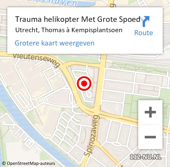 Locatie op kaart van de 112 melding: Trauma helikopter Met Grote Spoed Naar Utrecht, Thomas à Kempisplantsoen op 22 januari 2023 18:56