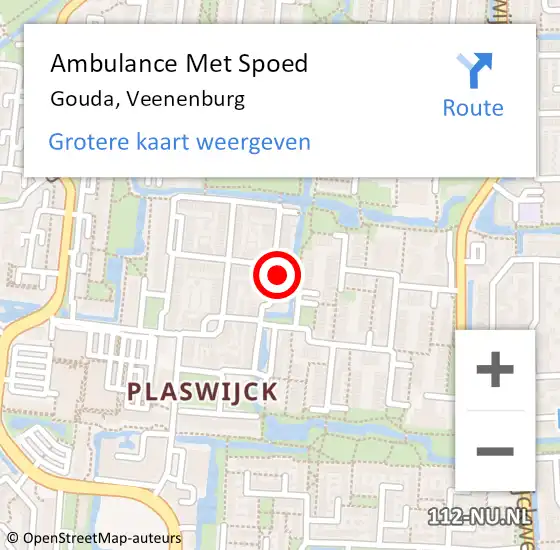 Locatie op kaart van de 112 melding: Ambulance Met Spoed Naar Gouda, Veenenburg op 22 januari 2023 18:59