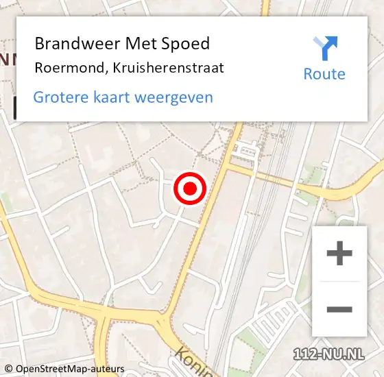 Locatie op kaart van de 112 melding: Brandweer Met Spoed Naar Roermond, Kruisherenstraat op 22 januari 2023 19:06