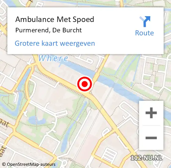 Locatie op kaart van de 112 melding: Ambulance Met Spoed Naar Purmerend, De Burcht op 22 januari 2023 20:07