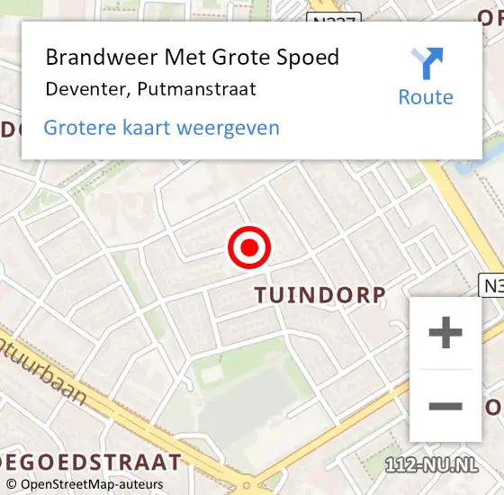 Locatie op kaart van de 112 melding: Brandweer Met Grote Spoed Naar Deventer, Putmanstraat op 22 januari 2023 20:07