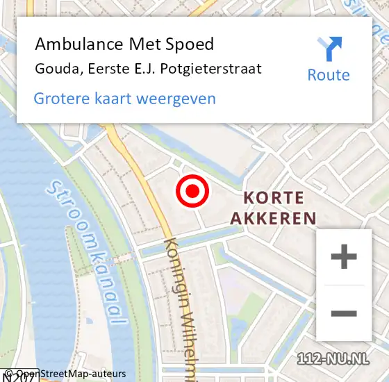 Locatie op kaart van de 112 melding: Ambulance Met Spoed Naar Gouda, Eerste E.J. Potgieterstraat op 22 januari 2023 20:55