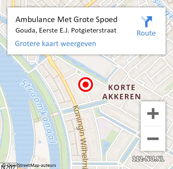 Locatie op kaart van de 112 melding: Ambulance Met Grote Spoed Naar Gouda, Eerste E.J. Potgieterstraat op 22 januari 2023 20:58