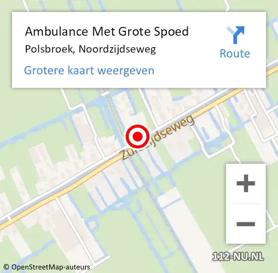 Locatie op kaart van de 112 melding: Ambulance Met Grote Spoed Naar Polsbroek, Noordzijdseweg op 22 januari 2023 20:58