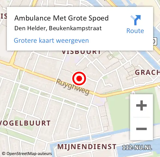 Locatie op kaart van de 112 melding: Ambulance Met Grote Spoed Naar Den Helder, Beukenkampstraat op 22 januari 2023 21:01