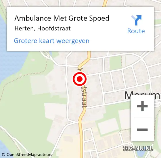 Locatie op kaart van de 112 melding: Ambulance Met Grote Spoed Naar Herten, Hoofdstraat op 22 januari 2023 21:31