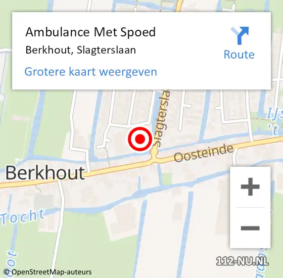 Locatie op kaart van de 112 melding: Ambulance Met Spoed Naar Berkhout, Slagterslaan op 22 januari 2023 21:38