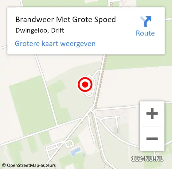 Locatie op kaart van de 112 melding: Brandweer Met Grote Spoed Naar Dwingeloo, Drift op 22 januari 2023 21:44