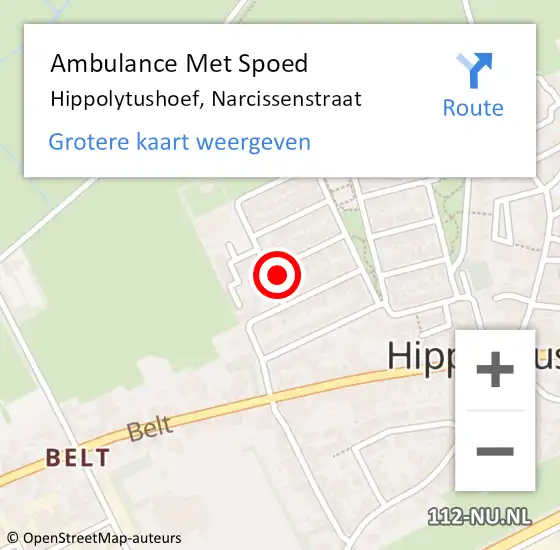 Locatie op kaart van de 112 melding: Ambulance Met Spoed Naar Hippolytushoef, Narcissenstraat op 22 januari 2023 22:02