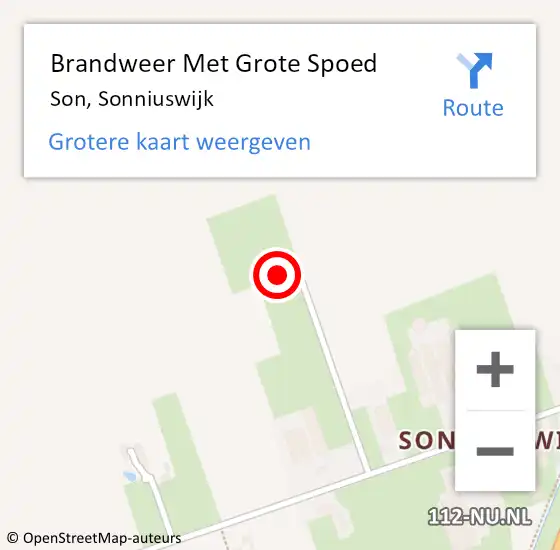 Locatie op kaart van de 112 melding: Brandweer Met Grote Spoed Naar Son, Sonniuswijk op 22 januari 2023 22:27