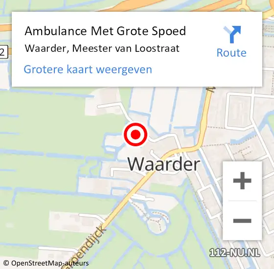 Locatie op kaart van de 112 melding: Ambulance Met Grote Spoed Naar Waarder, Meester van Loostraat op 22 januari 2023 22:44